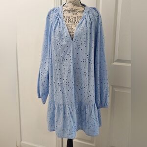 H&M Light Blue Eyelet Dress. Size XL